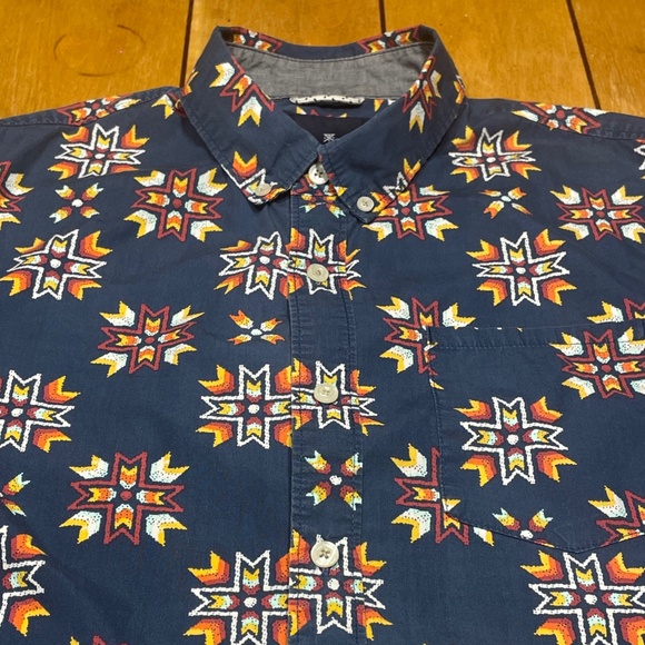 Roark Button Down Shirt Aztec Southwestern Pattern Medium Color Blue - Picture 1 of 15